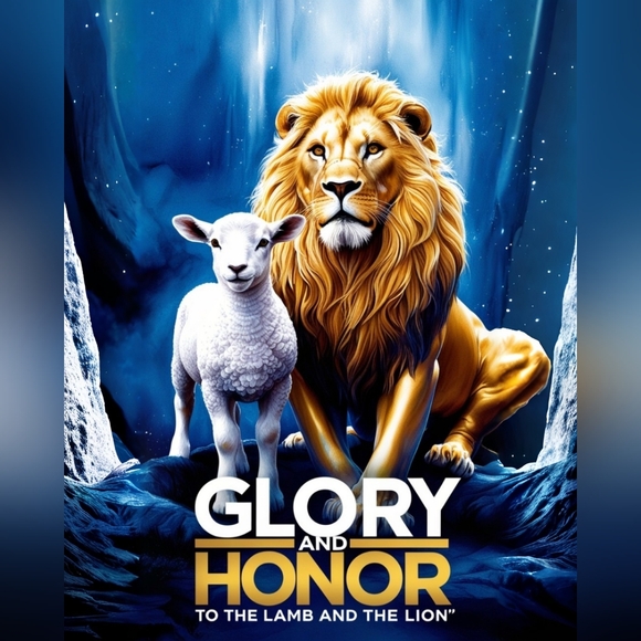 Glory and Honor Lion and Lamb Art Print In A Glass Front Frame 8x10 - Picture 2 of 3